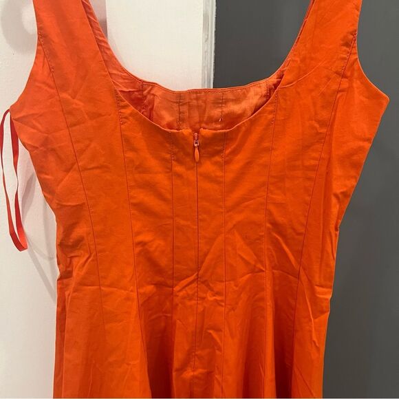 NEW Staud Mini Dress Orange Wells Fit and Flare Sleeveless size 2 - Picture 3 of 13